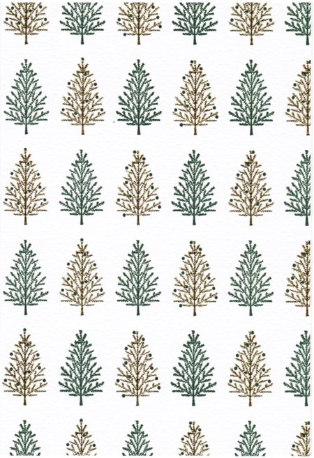 Julekort "Christmas Tree Green/Gold" 10 stk.
