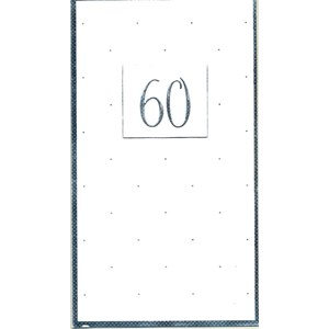 "60 år" hvitt kort m/sølvkant, dobbelt kort