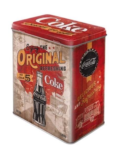 "Coca Cola Original Coke" Høy rektangulær metallboks