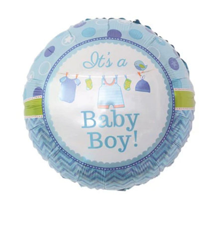 Folieballong rund, "It `s a baby boy" 46cm.