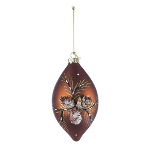 Julekule "Chestnut Cone Glass Drop", 13 cm, dråpeformet