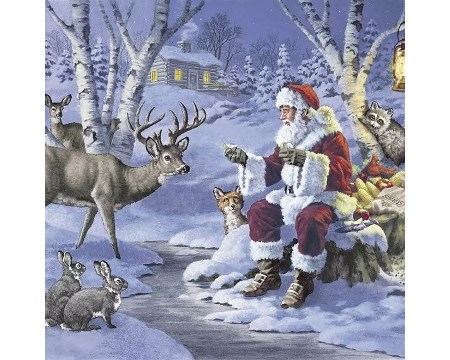 Serviett "Santa in Forest" 33 x 33 cm, 20 stk