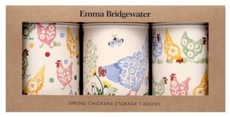 "Emma Bridgewater - Polka Chickens" Set 3 Round Caddies