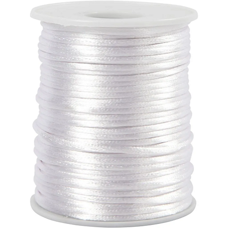 Satengsnor, 50 m. 2 mm. Hvit