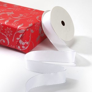 Hvitt silkebånd, 15mm x 10m