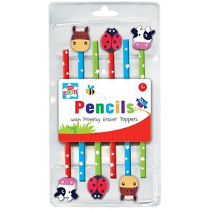 "6 Pencils & Eraser Toppers"