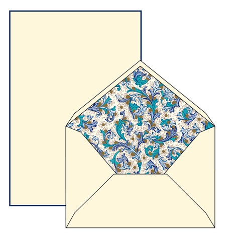 Brevpapir "Blue Pattern" 10/10, 16 x 21,5 cm