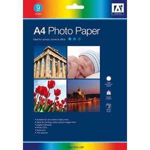 Fotopapir, A4 Gloss, 200 gram, 9 ark