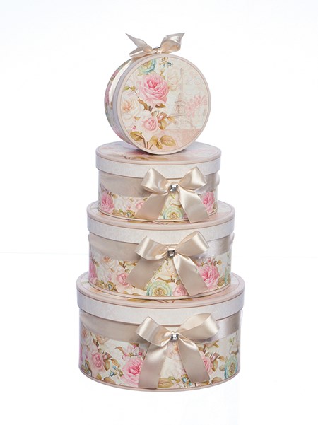 "Pink/Cream Floral" Eskesett rund (4)
