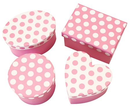 "Pink Polka Dot" Gaveesker 4-pakning