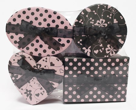 "Pink/Black Dot" Gaveesker 4-pakning