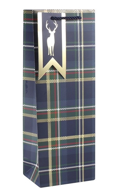 "Navy Tartan" Flaskepose champagne