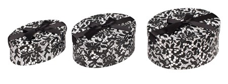 "White & Black Lace" Eske-sett, ovalt