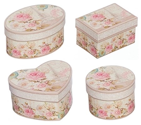 "Pink/Cream Floral" Eskesett 4-pakning