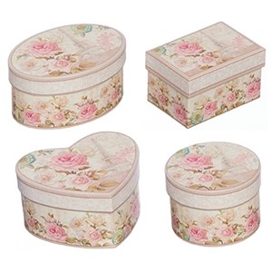 "Pink/Cream Floral" Eskesett 4-pakning
