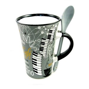 "Piano", Kaffekrus med skje, grå