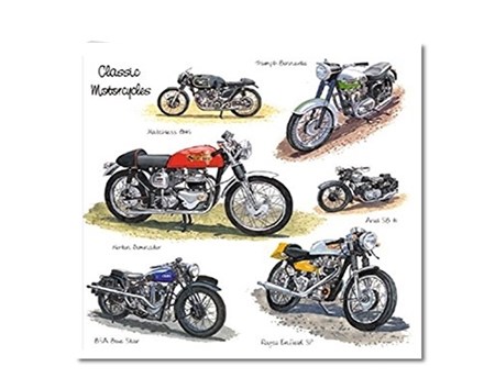 Pute i grovt stoff, 40 x 40 cm "Classic Motorcycles"