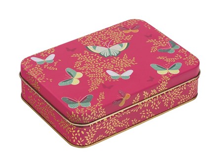 "Sara Miller - Pink Butterfly" Small Rectangular Tin