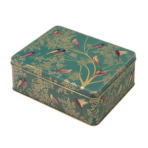 "Sara Miller - Green Birds" Deep Rectangular Tin