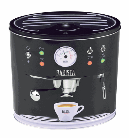 "Coffee Machine Black" Oval metallboks