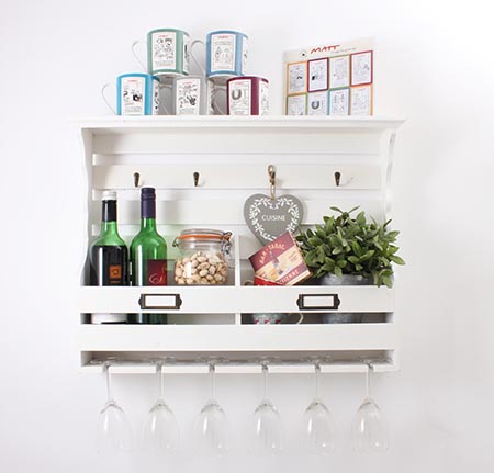 Storage Unit With Wine Glass Storage White