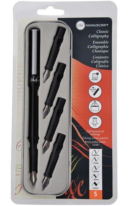 "Classic Calligraphy Set", 5 assorterte pennesplitter