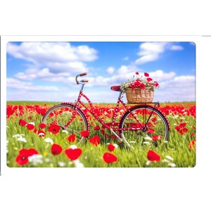 "Rød sykkel i blomstereng", Dobbelt blomsterkort