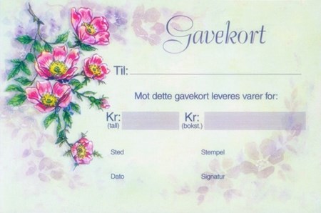 Gavekort, enkelt m/konvolutt