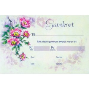 Gavekort, enkelt m/konvolutt