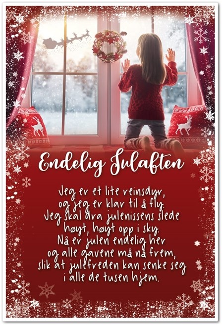Doble julekort - Liten jente i vindu