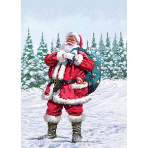 Doble julekort m/rød konvolutt "Santa" u/tekst
