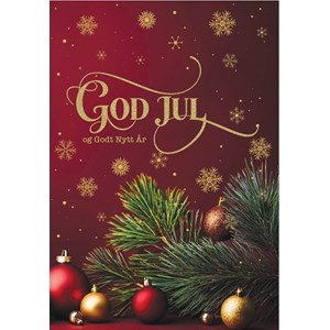 "God Jul og Godt Nytt År" Dbt foliert kort-Furukvist, innv.t