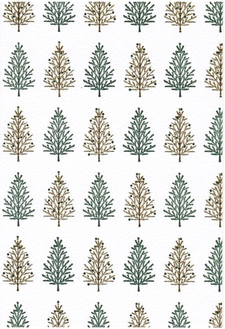 Julekort "Christmas Tree Green/Gold" 10 stk.