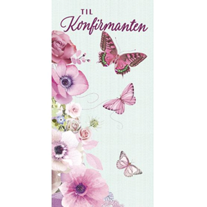 Til Konfirmanten, Blomster og sommerfugler, håndlaget kort