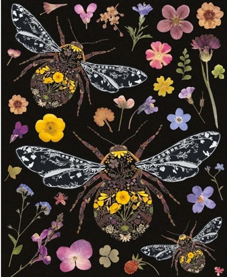 "Three Bumblebees by Helen Ahpornsiri" dobbelt kort