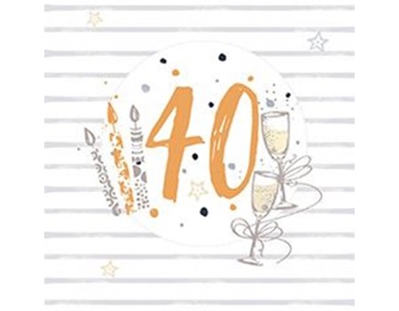 "40 år" Kvadratisk kort, preget m/gull og farget konvolutt