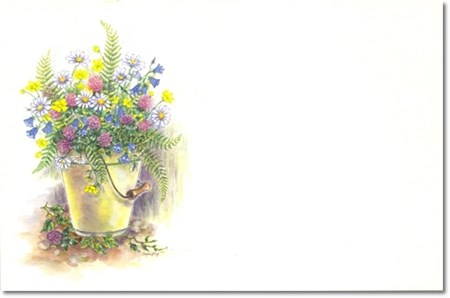 Visittkort, små, Markblomster i spann, pk.a 8 stk.