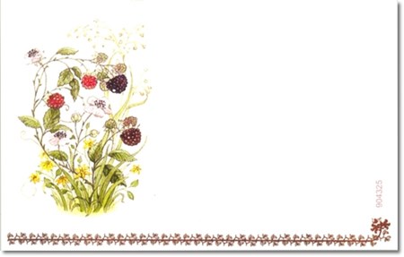 Visittkort, små, Bjørnebærblomster, pk.a 8 stk.