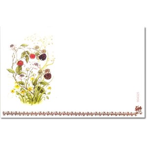 Visittkort, små, Bjørnebærblomster, pk.a 8 stk.