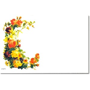 Visittkort, små, Orange blomster i ranke, pk.a 8 stk.