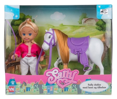 Sally dukke m/hest og tilbehør
