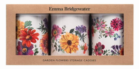 "Emma Bridgewater - Garden Flowers" Set 3 Round Caddies