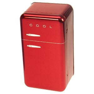 "Retro kjøleskap" Rød metallic metall-eske