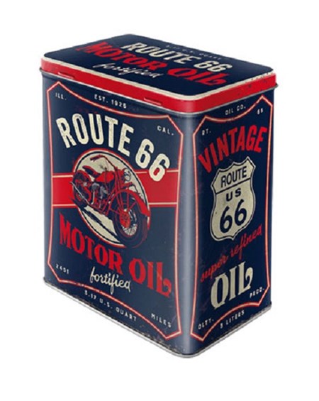 "Route 66 Motor Oil" Høy rektangulær metallboks