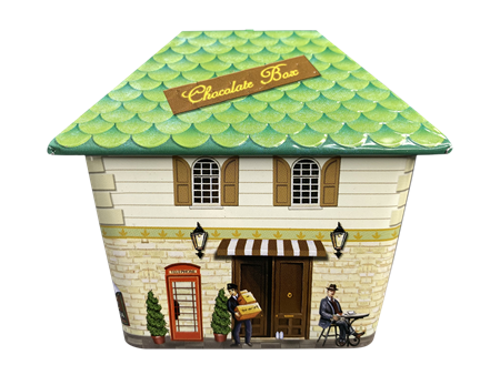 "Small House Chocolate Box" grønnt og metallhus