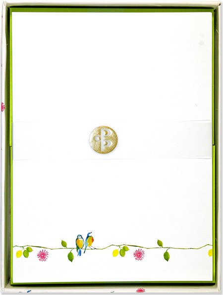 Brevpapir, "Watercolor Birds", 30 ark/24 Konvolutter