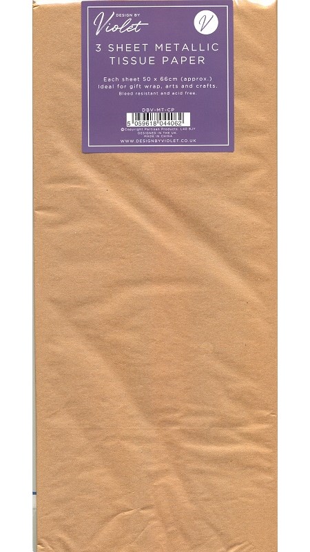 Silkepapir "Copper", 3 ark 50 x 66 cm