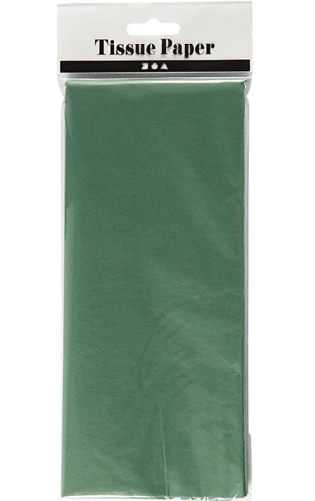 Silkepapir Mørk grønn, 10 ark 50 x 70 cm