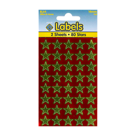 Stickers "Gullstjerner" 14mm 80 stk
