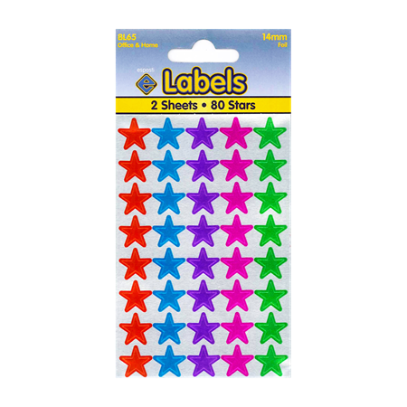 Stickers "Stjerner ass farger" 14mm 80 stk